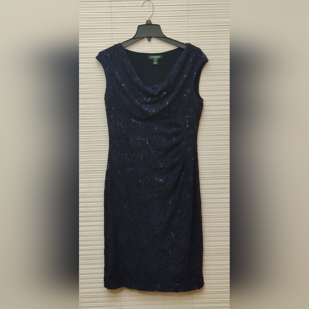LAUREN Ralph Lauren Dress | Navy Blue with Sparkling Adornments | Size 1…